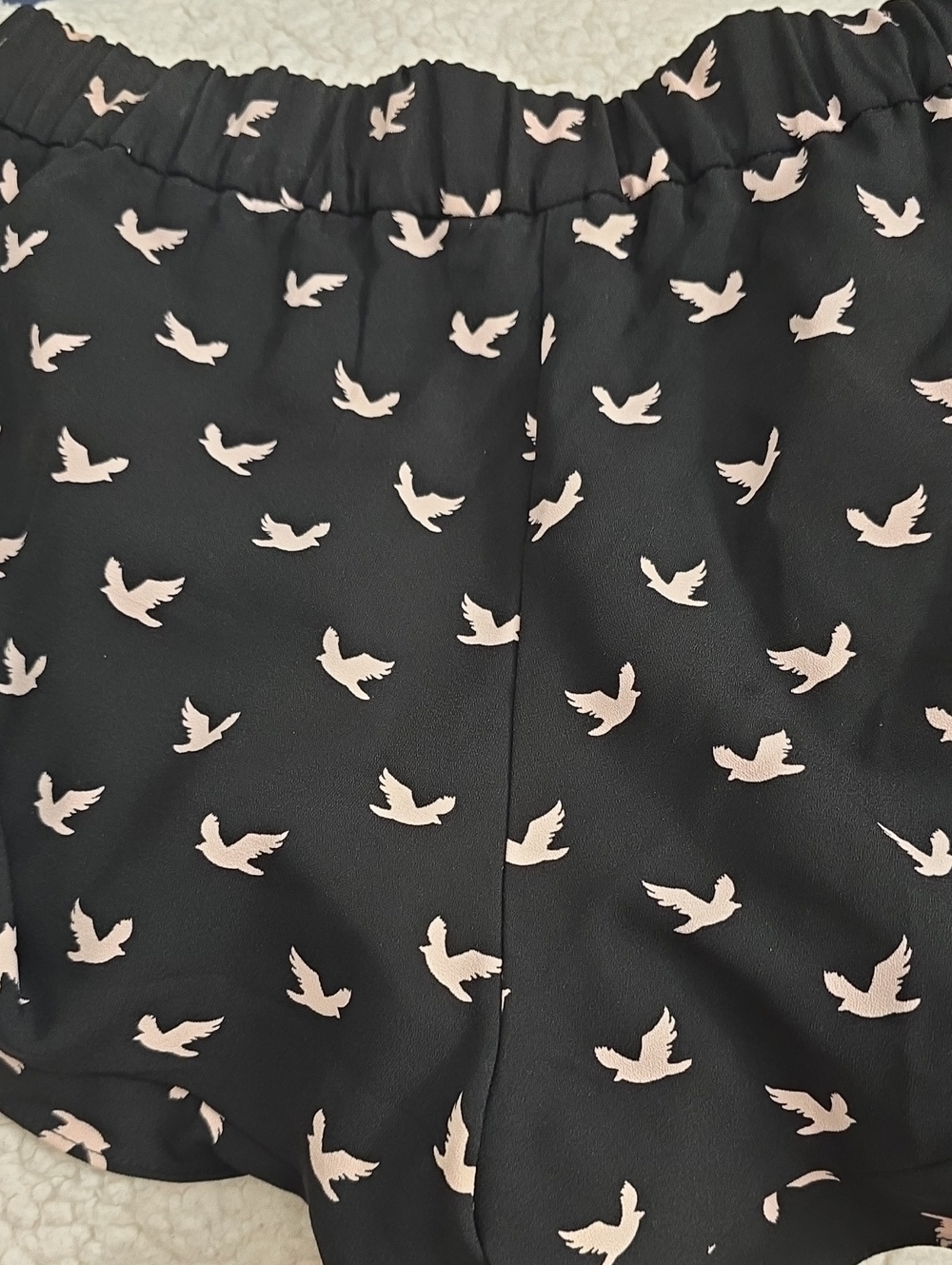 Maison Jules Black Shorts with Pink Bird Print